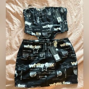 White Fox Boutique Black and White Graphic Skirt Set
